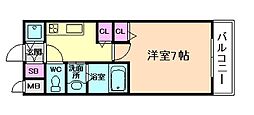 OrchidResidence塚本 1Kの間取図画像