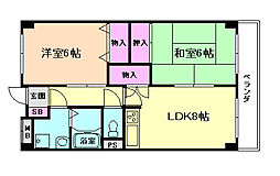 カクタスガーデン 2LDKの間取図画像