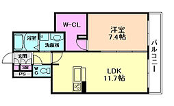 アトリエールエイチ 1LDKの間取図画像