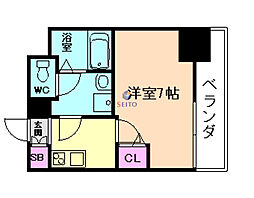 meetMeサービスアパートメント梅田西 1Kの間取図画像