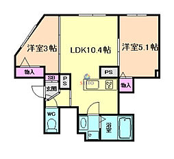 シャーメゾンH 2LDKの間取図画像