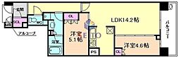 ローレルタワー梅田ウエスト 2LDKの間取図画像
