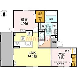 Dーresidence下田部B 2LDKの間取図画像