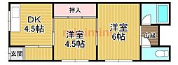 さくらコーポ 2DKの間取図画像