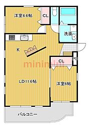 ウォールデンヒルズ 2LDKの間取図画像