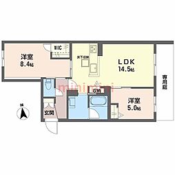 阪急京都本線 水無瀬駅 徒歩3分の賃貸マンション 1階2LDKの間取り