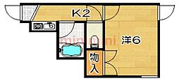 ポエジーハイム 1Kの間取図画像