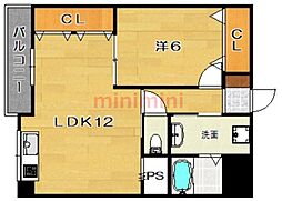 ハイツ舟木 1LDKの間取図画像