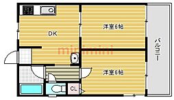 藤原ハイツ 2DKの間取図画像