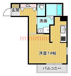 graceCourtKoyasu ワンルームの間取図画像