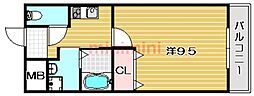プライムコート南松原 1Kの間取図画像