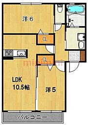 ラカーサ高槻 2LDKの間取図画像