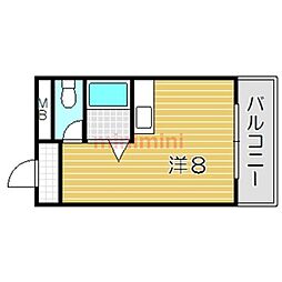 岸部三愛ハイツ ワンルームの間取図画像