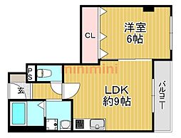 ハイツ香露園 1LDKの間取図画像