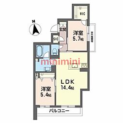 Felicia 2階2LDKの間取り