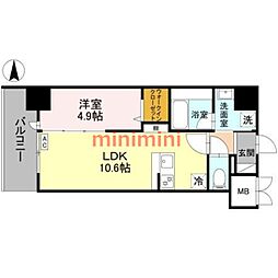 茨木市中津町マンション 1LDKの間取図画像