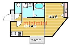 阪急京都本線 摂津市駅 徒歩9分の賃貸マンション 2階1DKの間取り