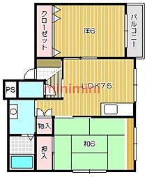 庄Tハイツ 2DKの間取図画像