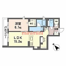 シャーメゾンツールマレー 1LDKの間取図画像