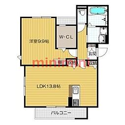 ラシーネ・ローザ 1LDKの間取図画像