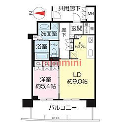ジオ高槻ミューズレジス 1LDKの間取図画像