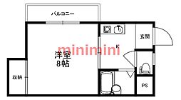 マンション一里塚 1Kの間取図画像