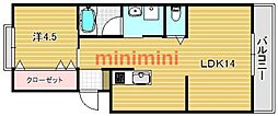 マンション東岡 1LDKの間取図画像