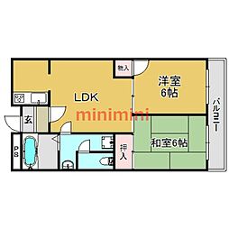 コーポラス茨木A 2LDKの間取図画像