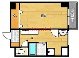 イーズ南春日丘 1Kの間取図画像