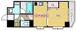 シャインビュー淡路 1Kの間取図画像