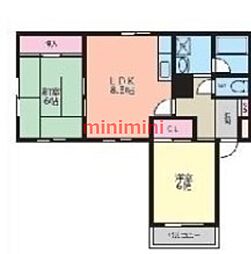 郡家シャトルマンション3号棟 2LDKの間取図画像