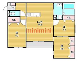 ボヌール高槻 3LDKの間取図画像