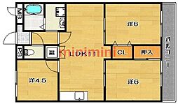 フェリーチェ古曽部 3LDKの間取図画像
