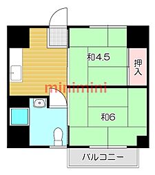 茨木グランドハイツ 2DKの間取図画像