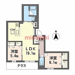 シャーメゾン清華 1LDKの間取図画像