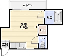 畑本ハイツ ワンルームの間取図画像