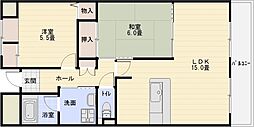 メゾンドゥボヌール 2LDKの間取図画像