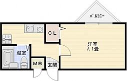 オレンジハウス2 1Kの間取図画像