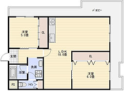 泰山ビル第2泰山ハイツ 2LDKの間取図画像