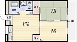 メゾン平野 2LDKの間取図画像