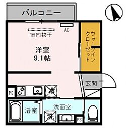アーバンウッド ワンルームの間取図画像