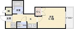 プランドール 1Kの間取図画像