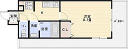 オレンジハウスエクセレント 1Kの間取図画像
