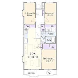 京王国分寺マンション 3LDKの間取図画像