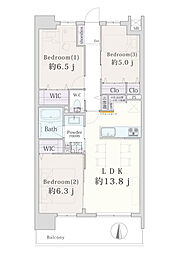 プレシス八王子 3LDKの間取図画像