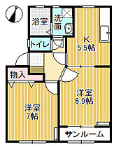 サン・フルール 203 ｜ 富山県高岡市福岡町福岡新（賃貸アパート2K・2階・47.20㎡） その2