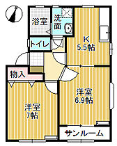 サン・フルール 205 ｜ 富山県高岡市福岡町福岡新（賃貸アパート2K・2階・47.20㎡） その2