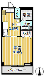 メゾンエクセル 1Kの間取図画像