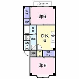 ハッピーフィールドさくら館 2DKの間取図画像