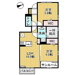 にゅうまごびれっじ3A 2LDKの間取図画像